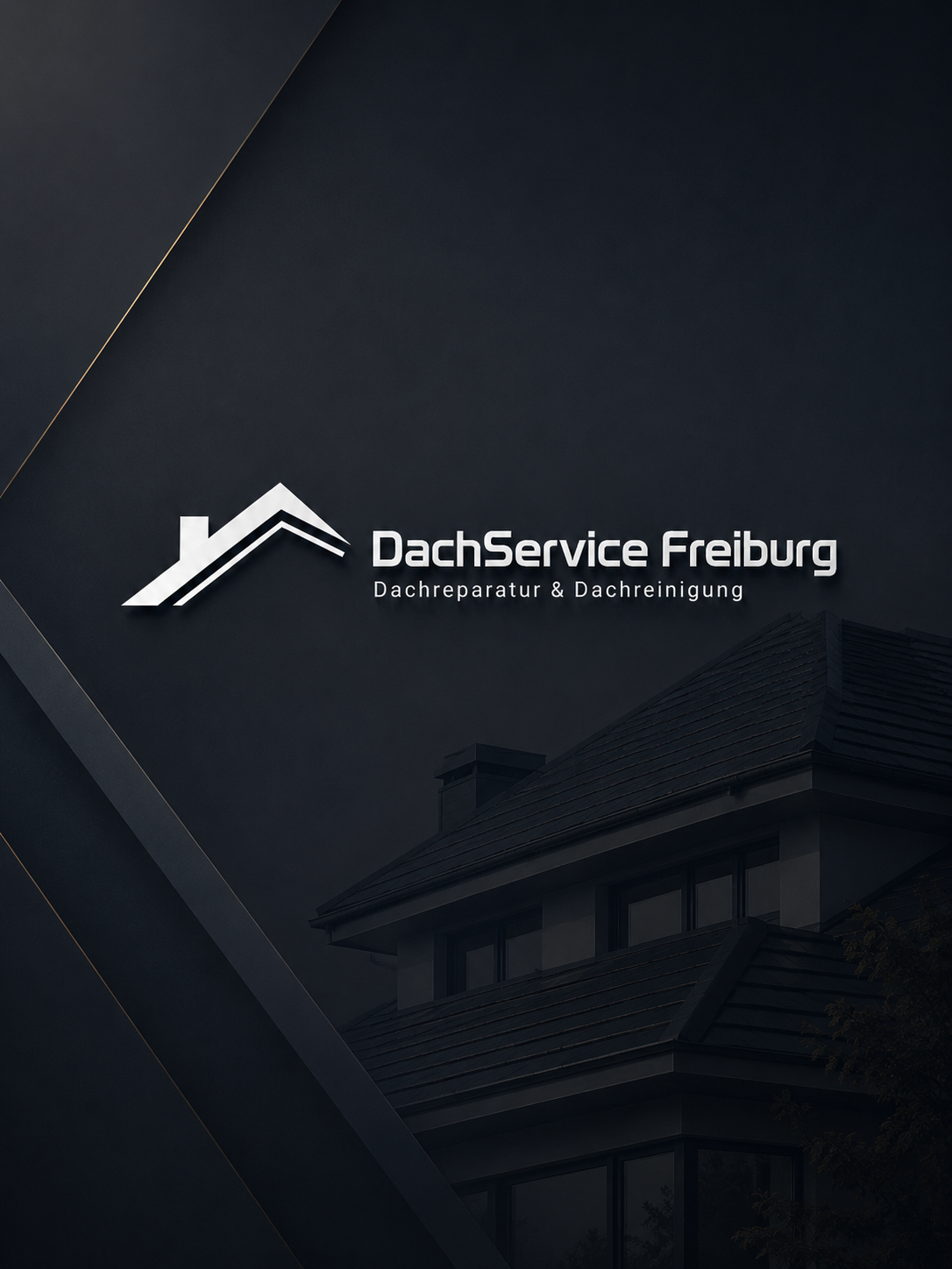 DachService Freiburg — Markenzeichen mit Roof-Logo und Silas Kelm, Dachdeckergeselle