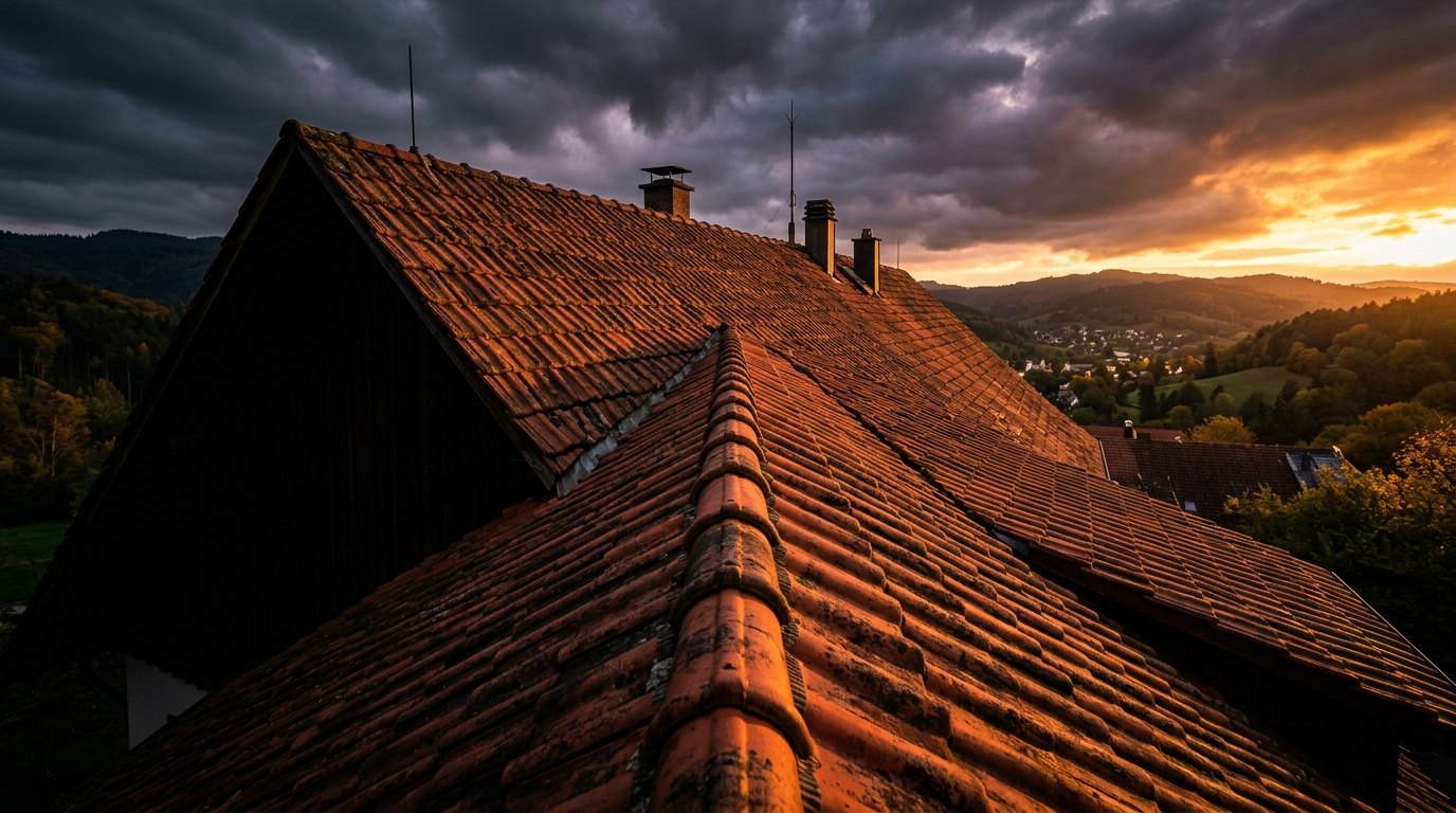 Gepflegtes Steildach eines Einfamilienhauses